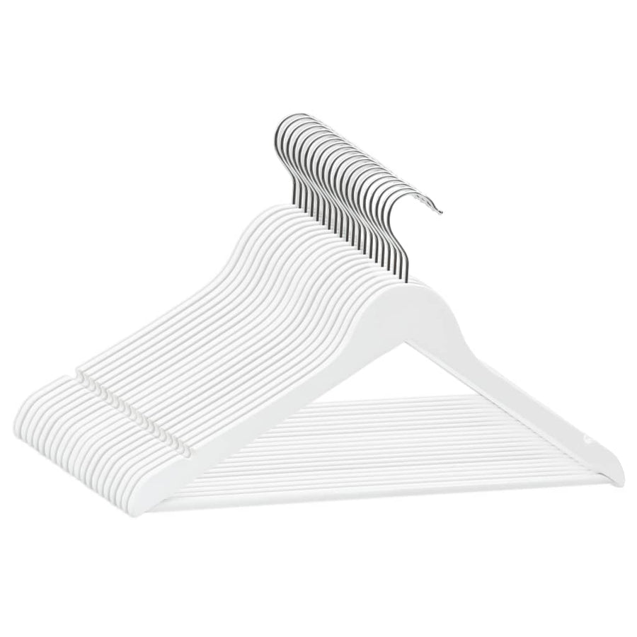 -Delige Kledinghangerset Anti-Slip Hardhout 20 Wit