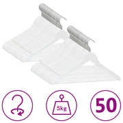 Kledinghangers 50 stuks hardhout wit anti-slip