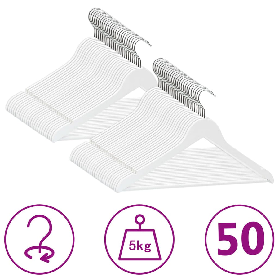 -Delige Kledinghangerset Anti-Slip Hardhout 50 Wit