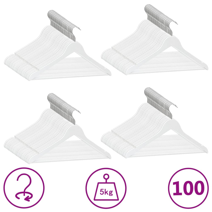 -Delige Kledinghangerset Anti-Slip Hardhout 100 Wit