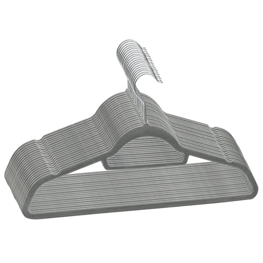 -Delige Kledinghangerset Anti-Slip Fluweel 20 Grijs