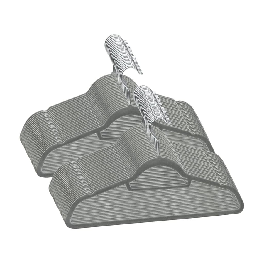 -Delige Kledinghangerset Anti-Slip Fluweel 50 Grijs