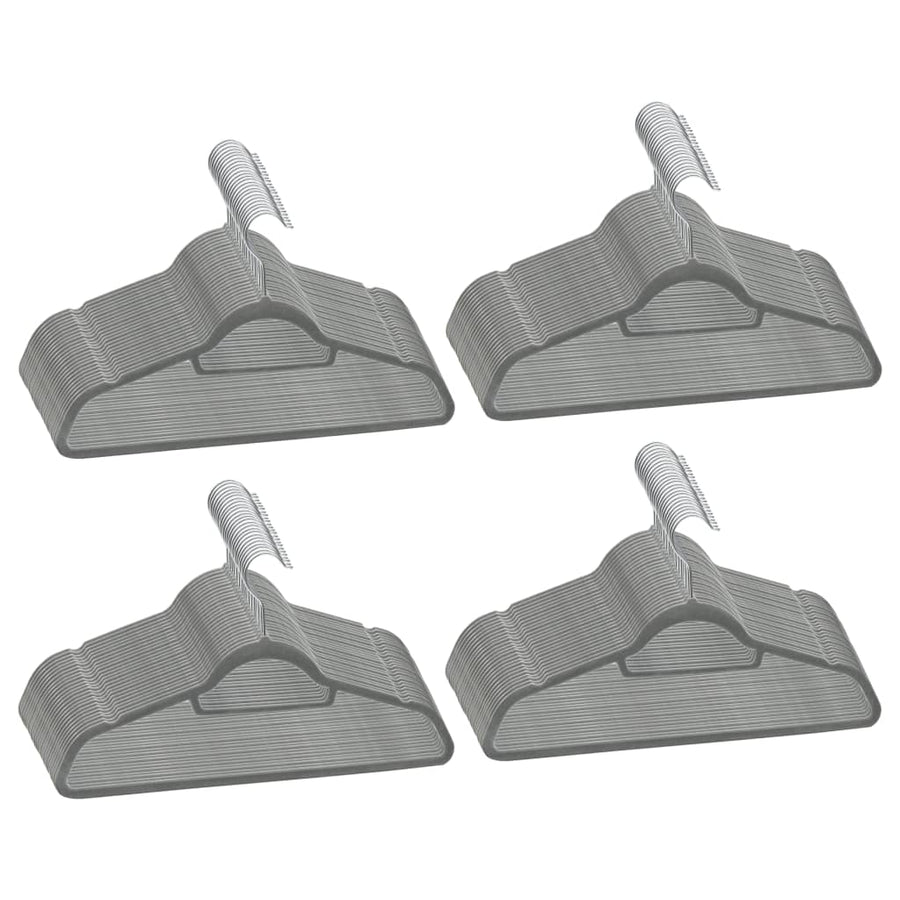 -Delige Kledinghangerset Anti-Slip Fluweel 100 Grijs