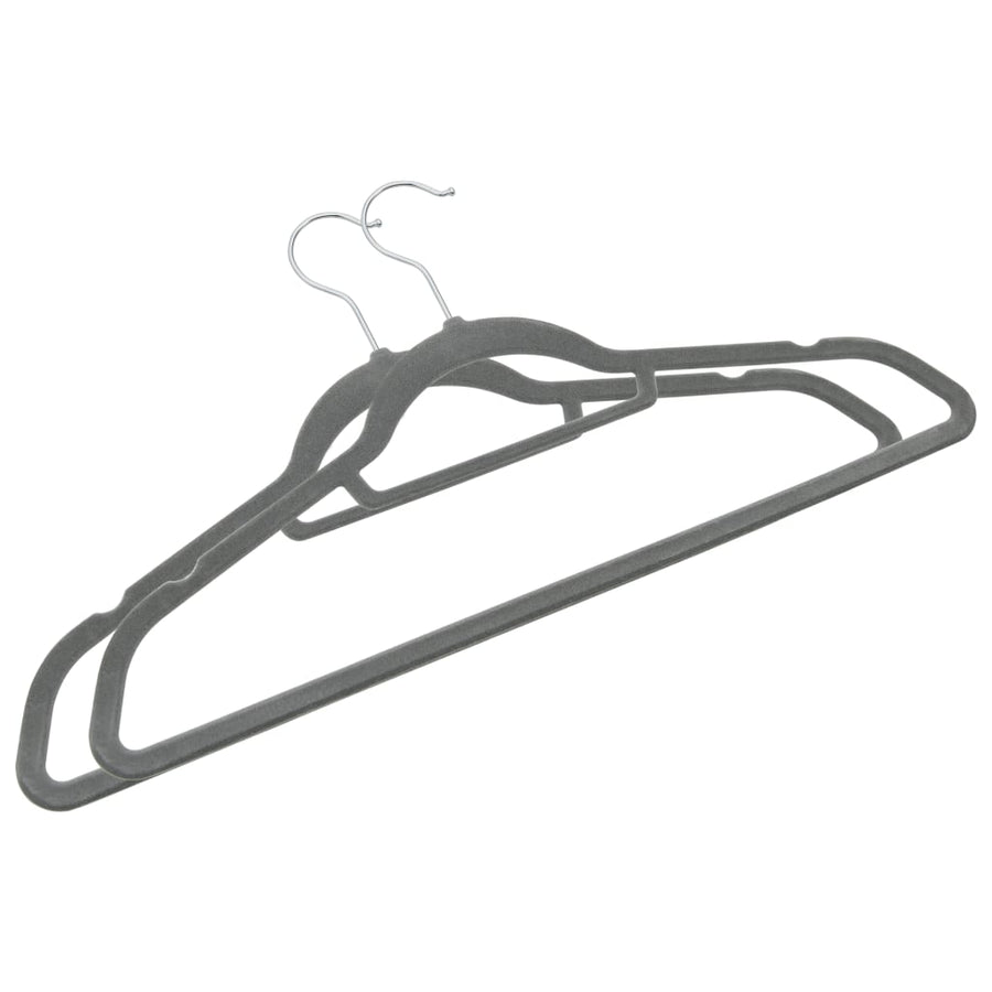 -Delige Kledinghangerset Anti-Slip Fluweel 100 Grijs