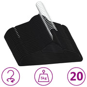 Kledinghangers 20 stuks fluweel anti-slip zwart
