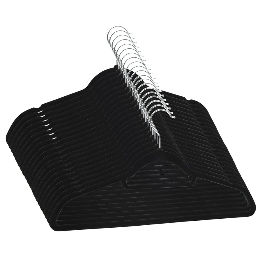 -Delige Kledinghangerset Anti-Slip Fluweel 20 Zwart