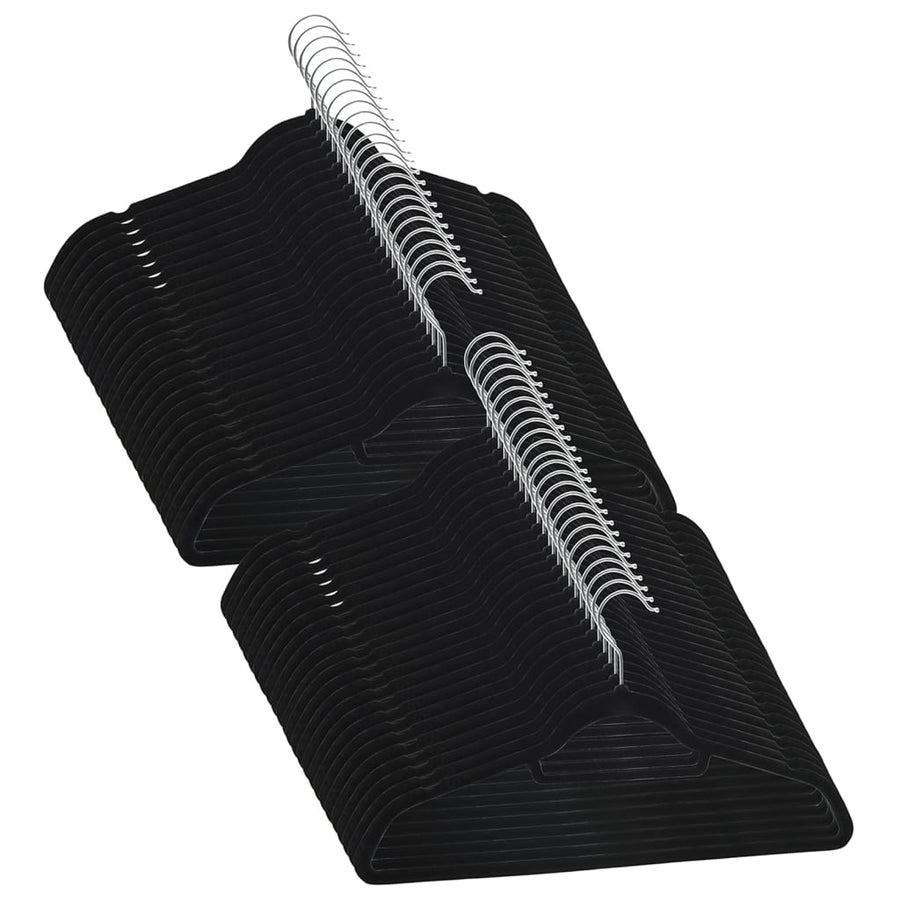 -Delige Kledinghangerset Anti-Slip Fluweel 50 Zwart