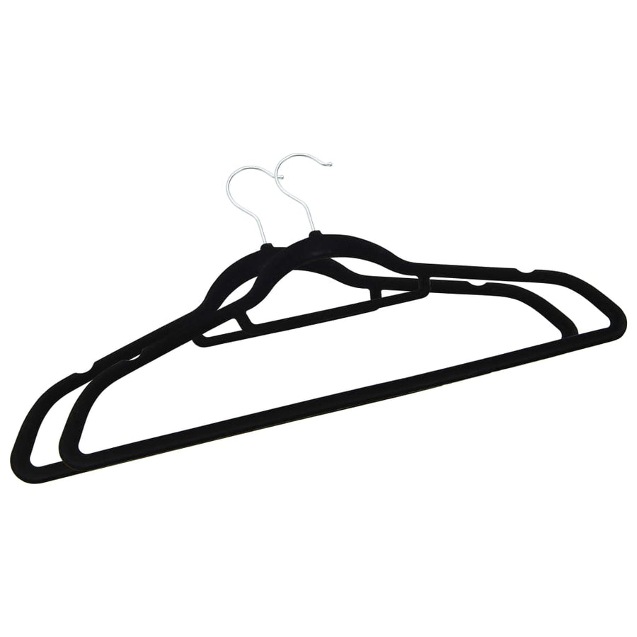 -Delige Kledinghangerset Anti-Slip Fluweel 50 Zwart