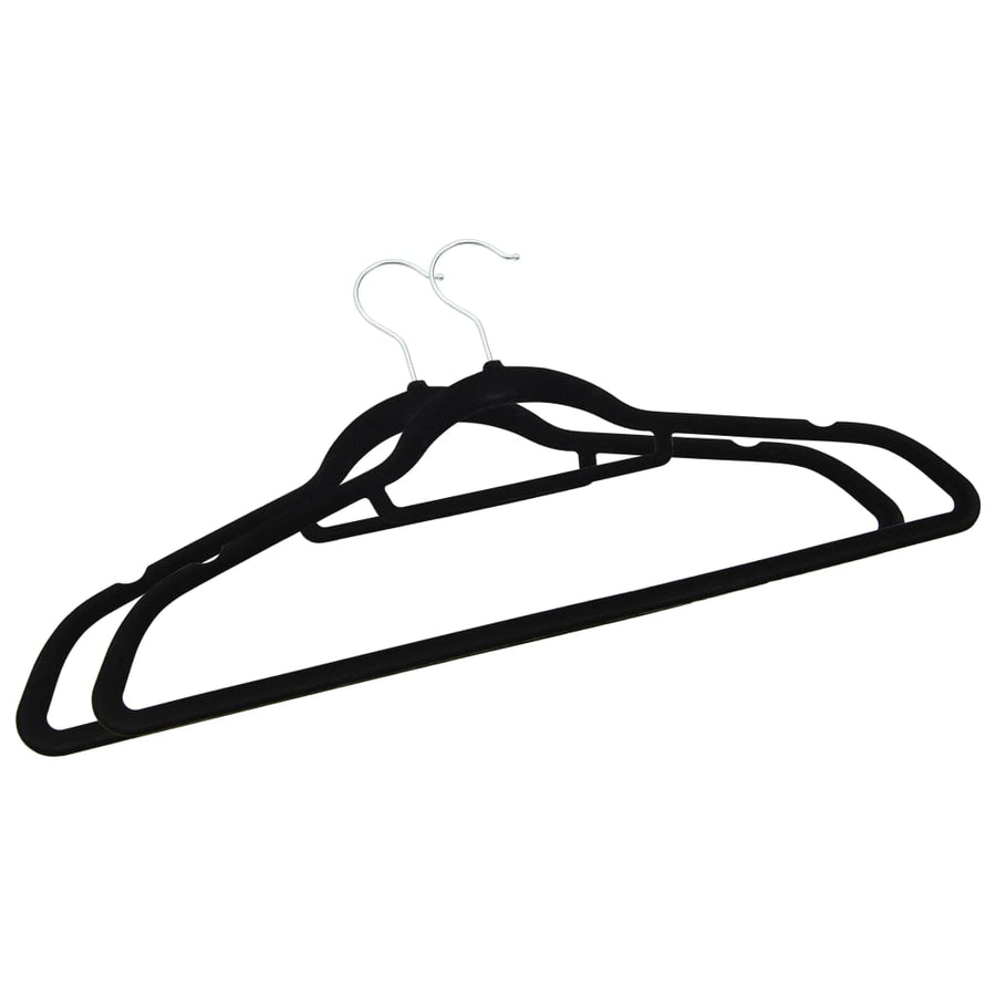 -Delige Kledinghangerset Anti-Slip Fluweel 100 Zwart
