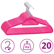Kledinghangerset 20 stuks fluweel roze