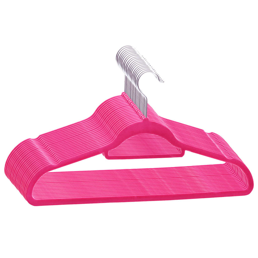 -Delige Kledinghangerset Anti-Slip Fluweel 20 Roze