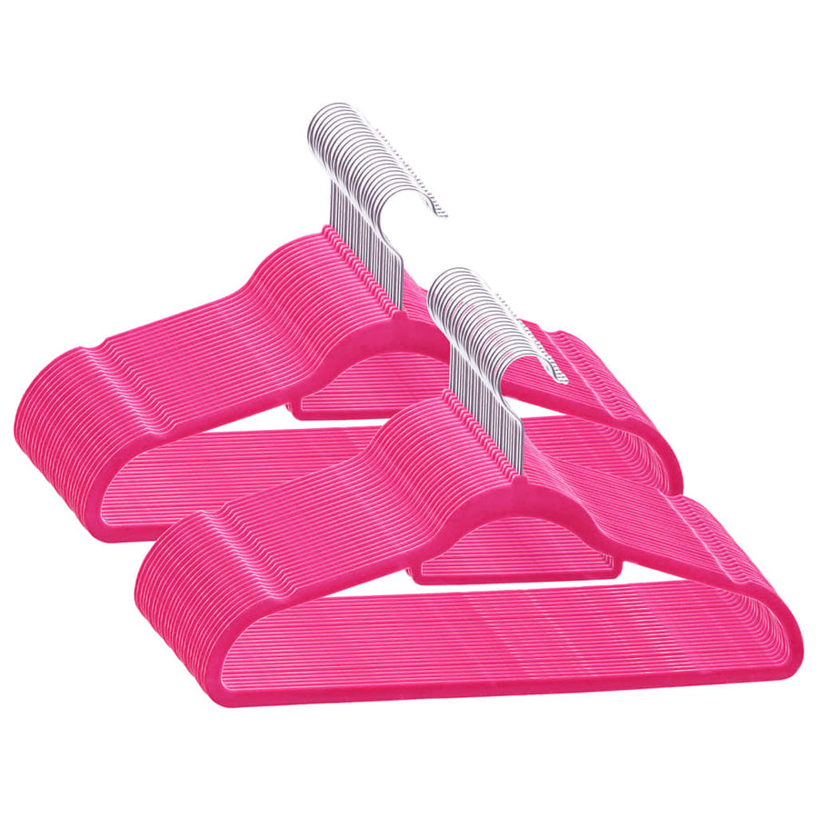 -Delige Kledinghangerset Anti-Slip Fluweel 50 Roze