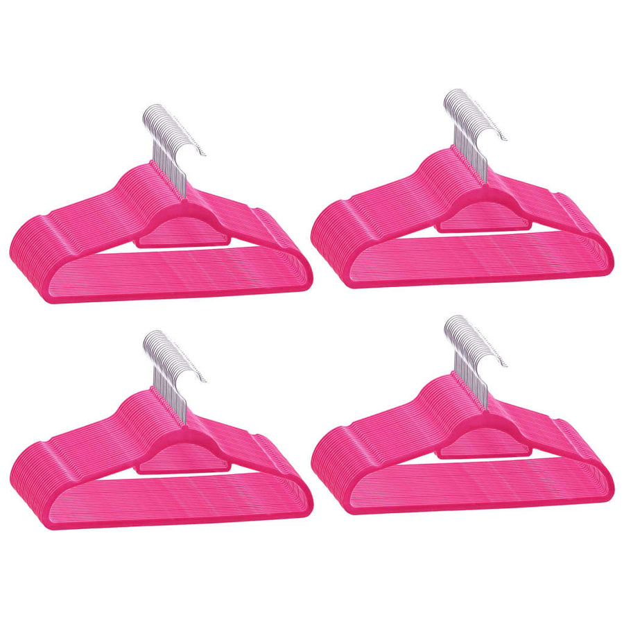 -Delige Kledinghangerset Anti-Slip Fluweel 100 Roze