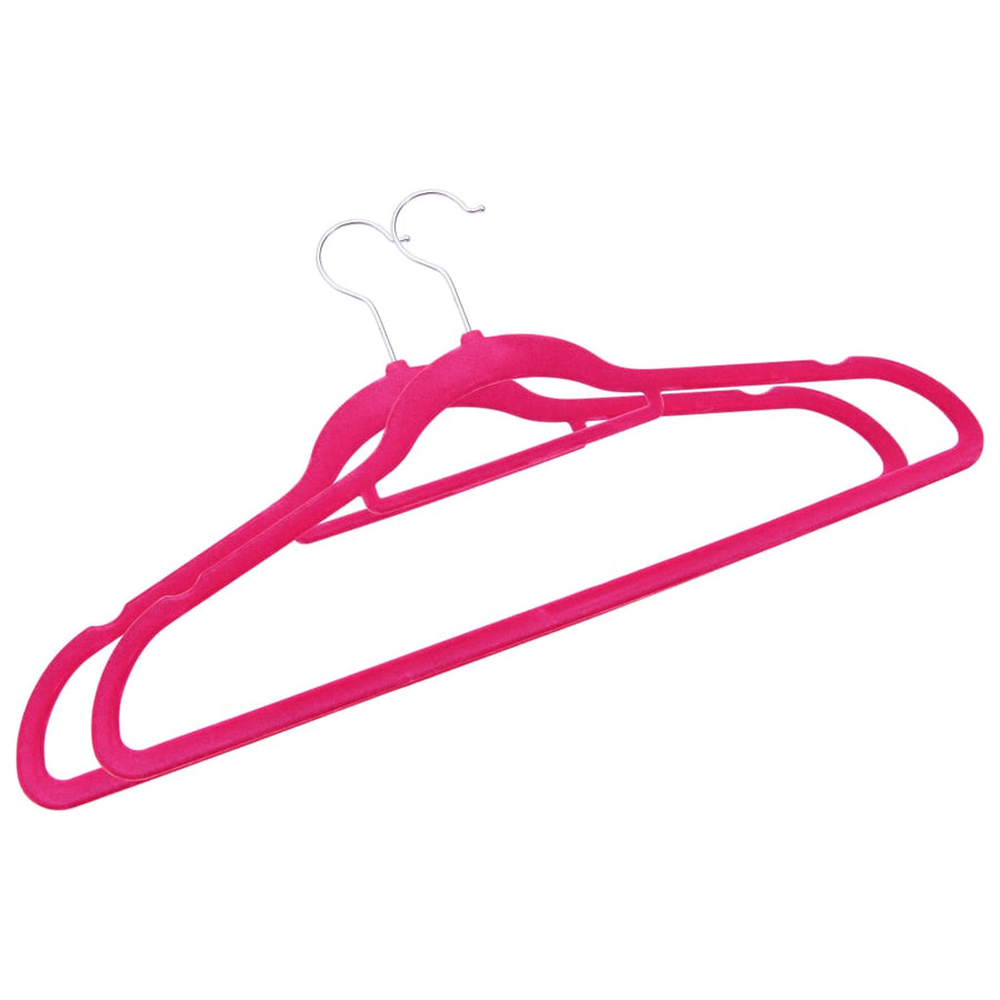-Delige Kledinghangerset Anti-Slip Fluweel 100 Roze