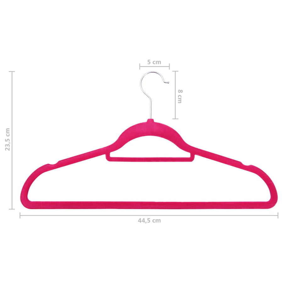 -Delige Kledinghangerset Anti-Slip Fluweel 100 Roze