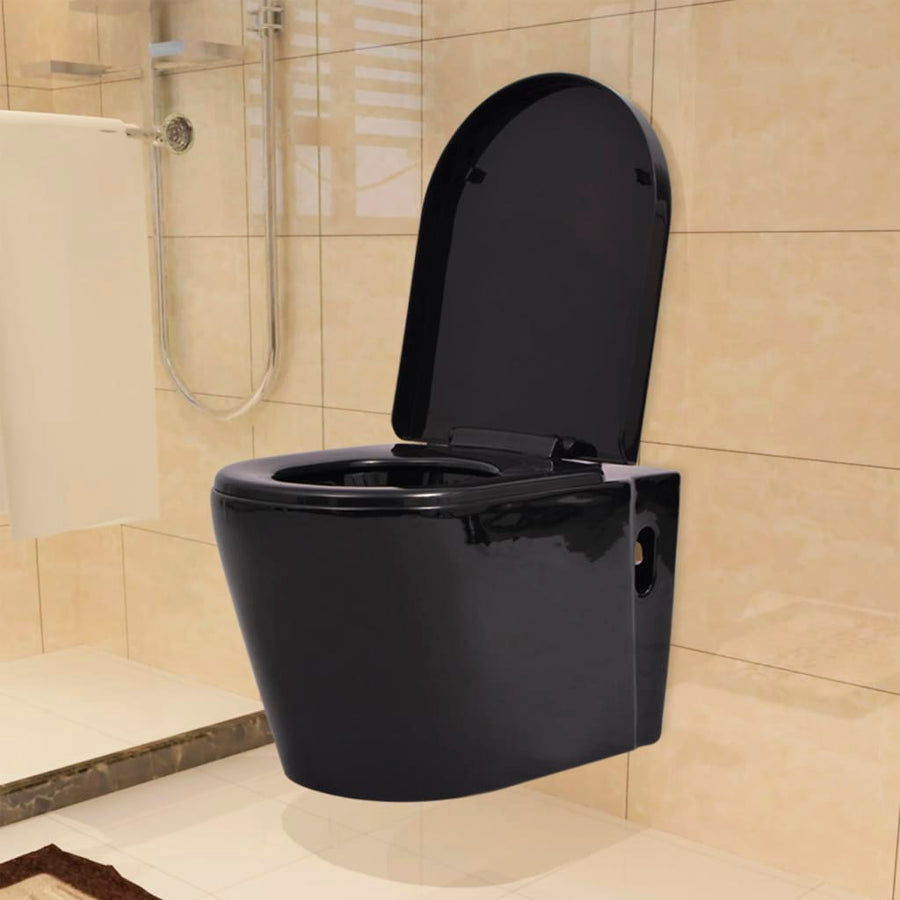 Hangend Toilet Met Verborgen Stortbak Keramiek Zwart