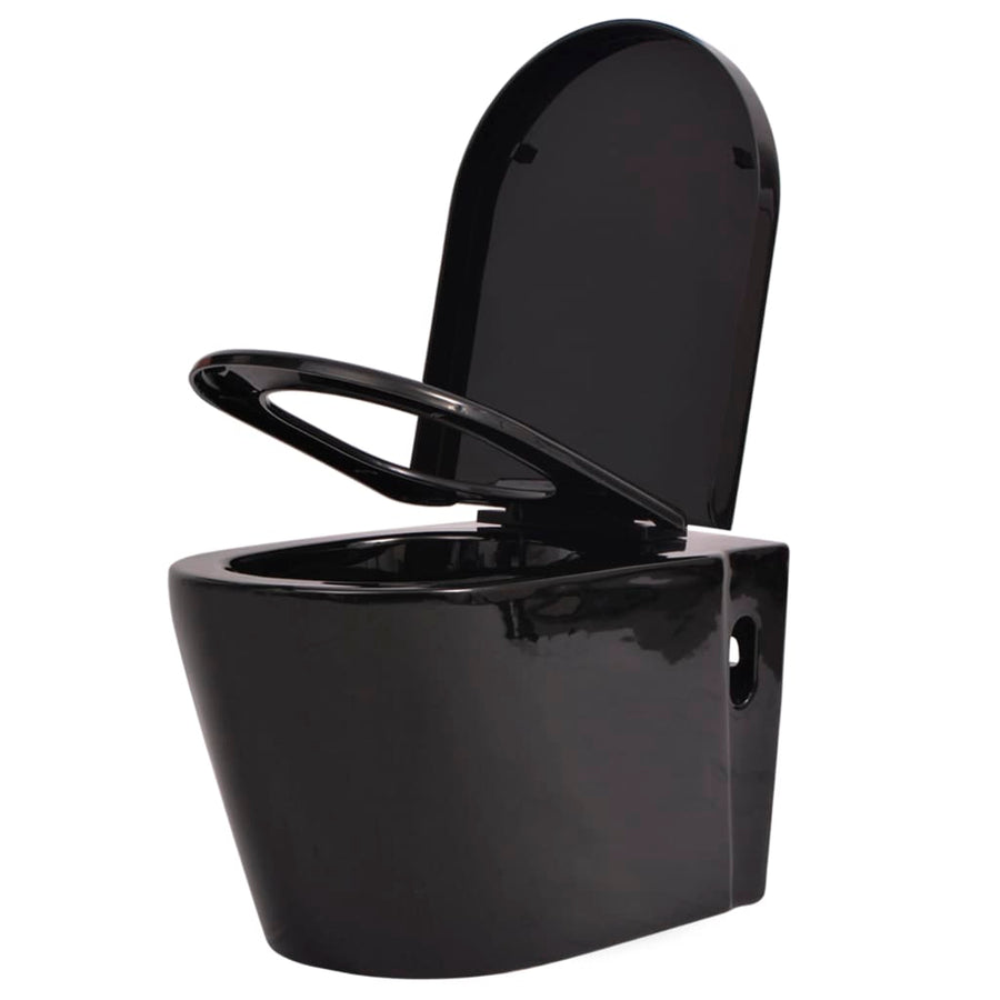 Hangend Toilet Met Verborgen Stortbak Keramiek Zwart