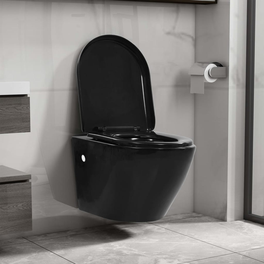 Hangend Toilet Met Verborgen Stortbak Keramiek Zwart