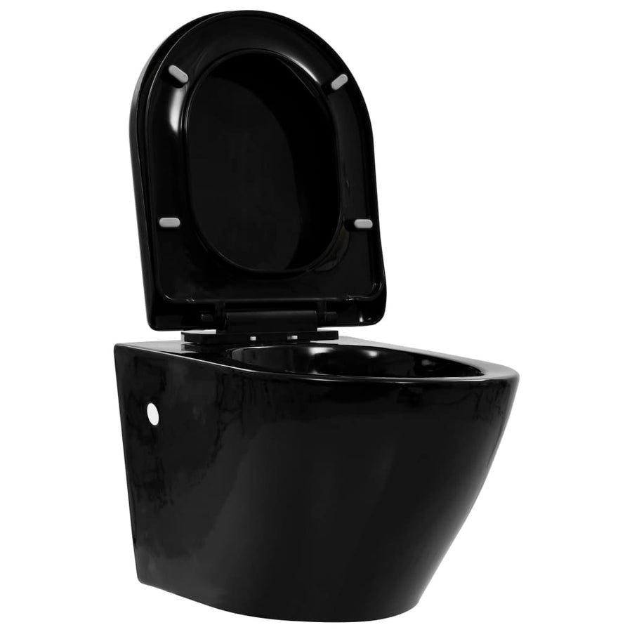Hangend Toilet Met Verborgen Stortbak Keramiek Zwart