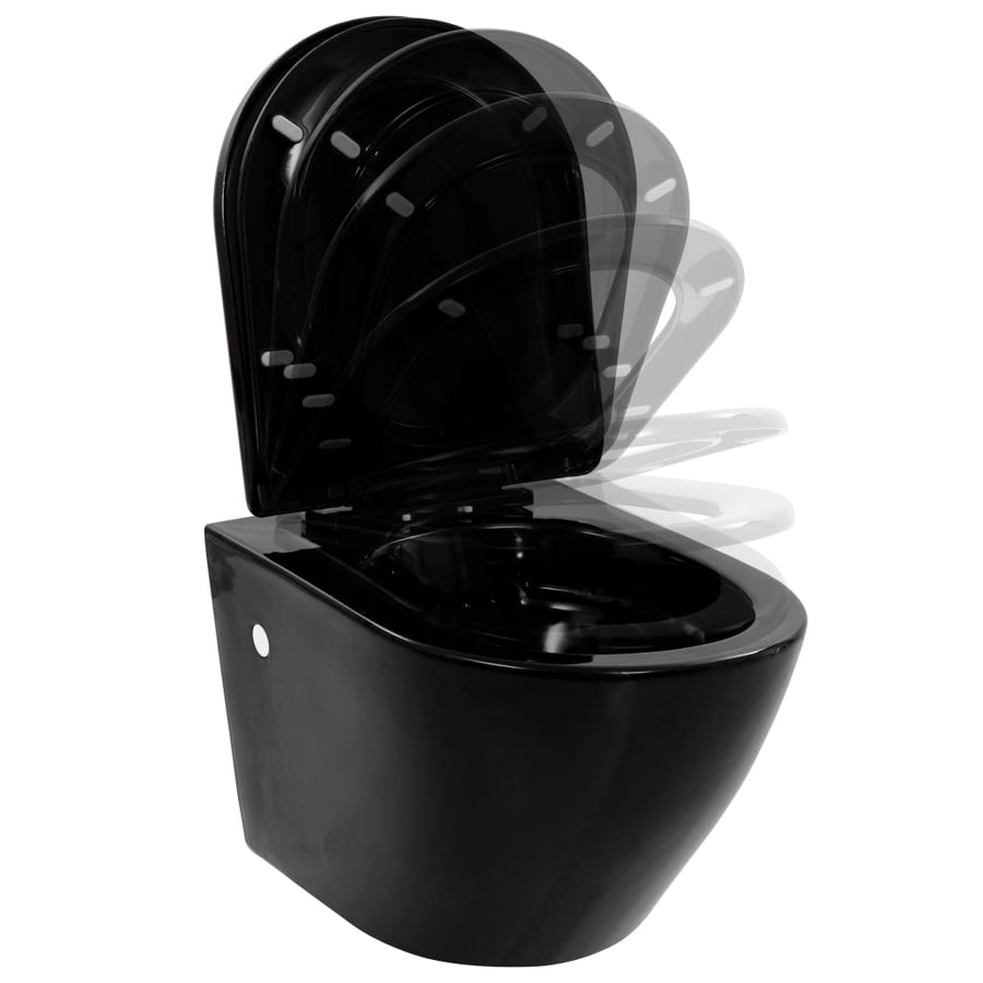 Hangend Toilet Met Verborgen Stortbak Keramiek Zwart