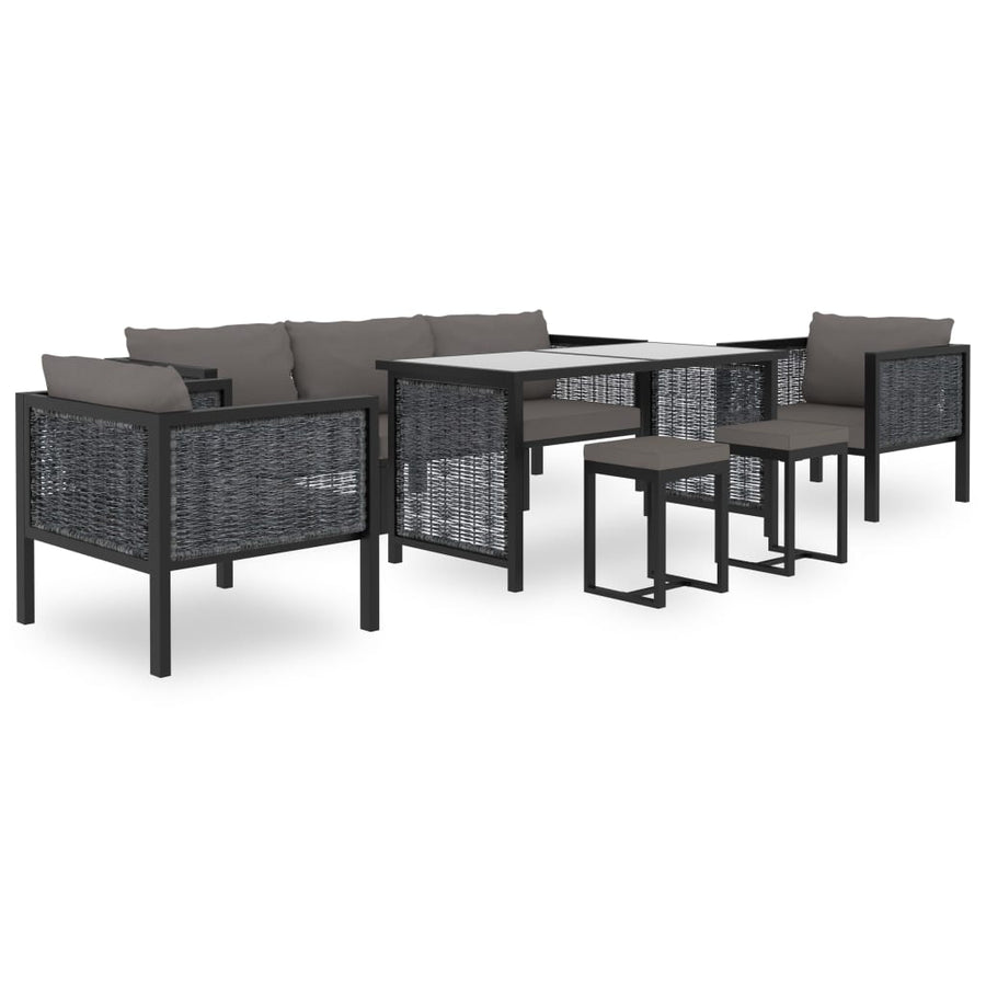 Hoekbank sectioneel met linkerarmleuning poly rattan antraciet Linkerhoekbank met 1 rugkussen