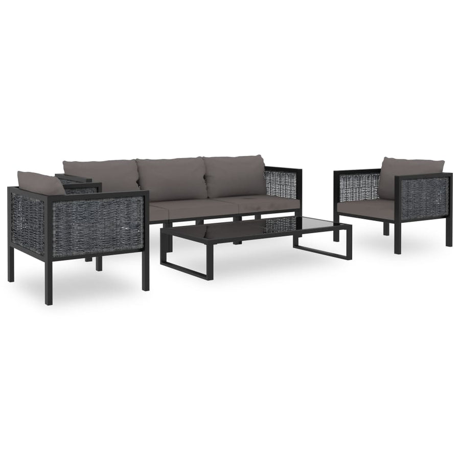 Hoekbank sectioneel met linkerarmleuning poly rattan antraciet Linkerhoekbank met 1 rugkussen