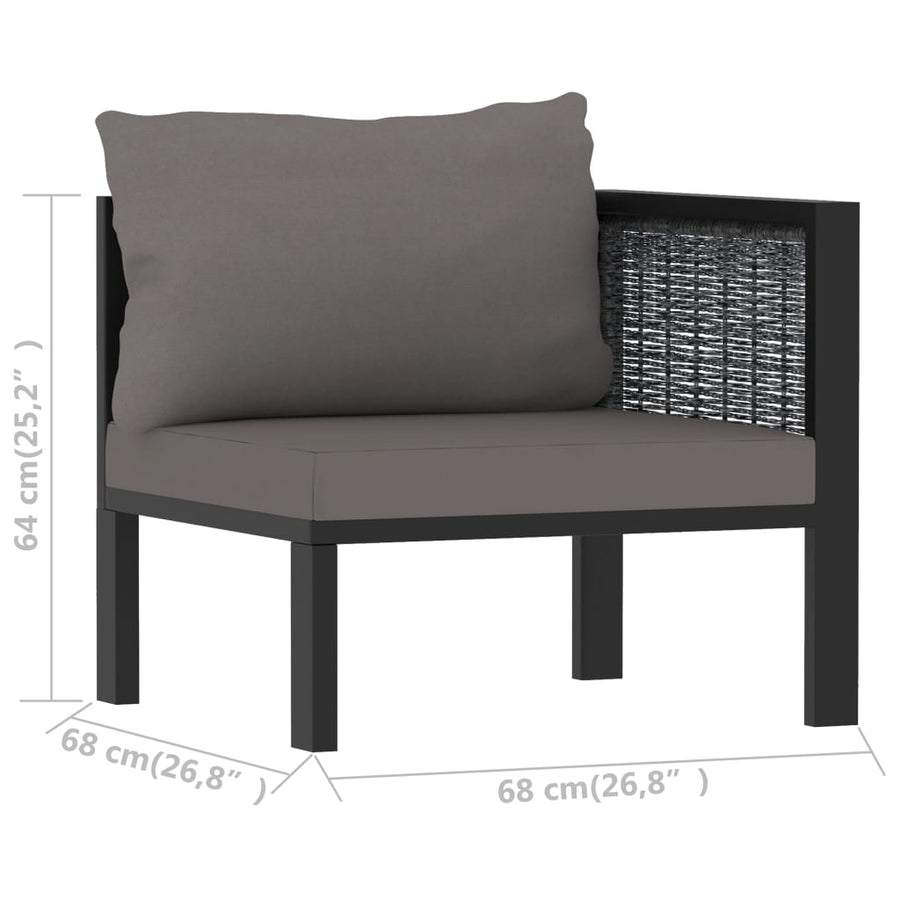 Hoekbank sectioneel met linkerarmleuning poly rattan antraciet Linkerhoekbank met 1 rugkussen