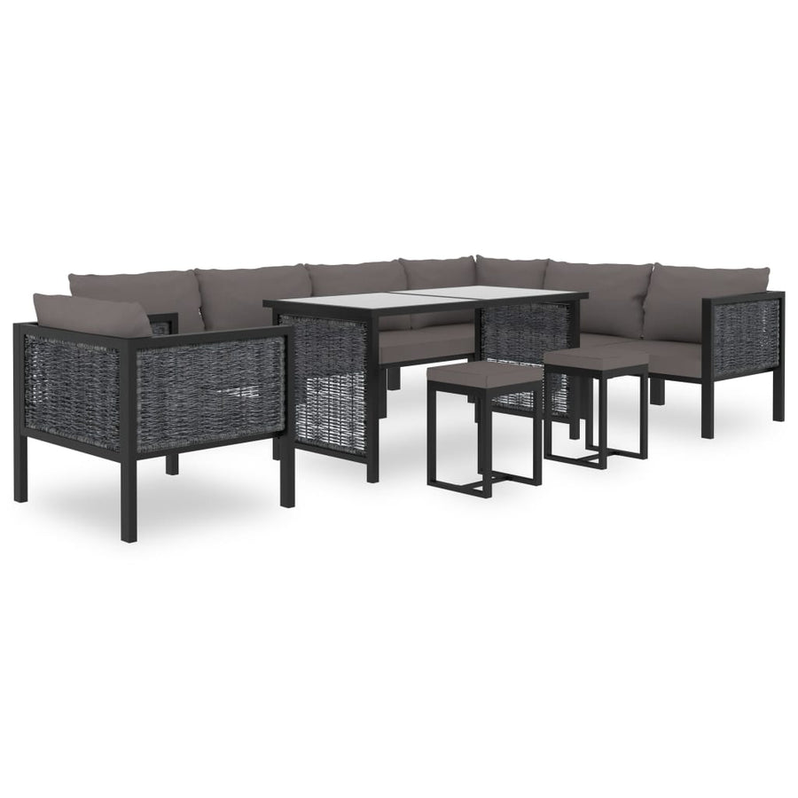 Hoekbank sectioneel met linkerarmleuning poly rattan antraciet Linkerhoekbank met 1 rugkussen