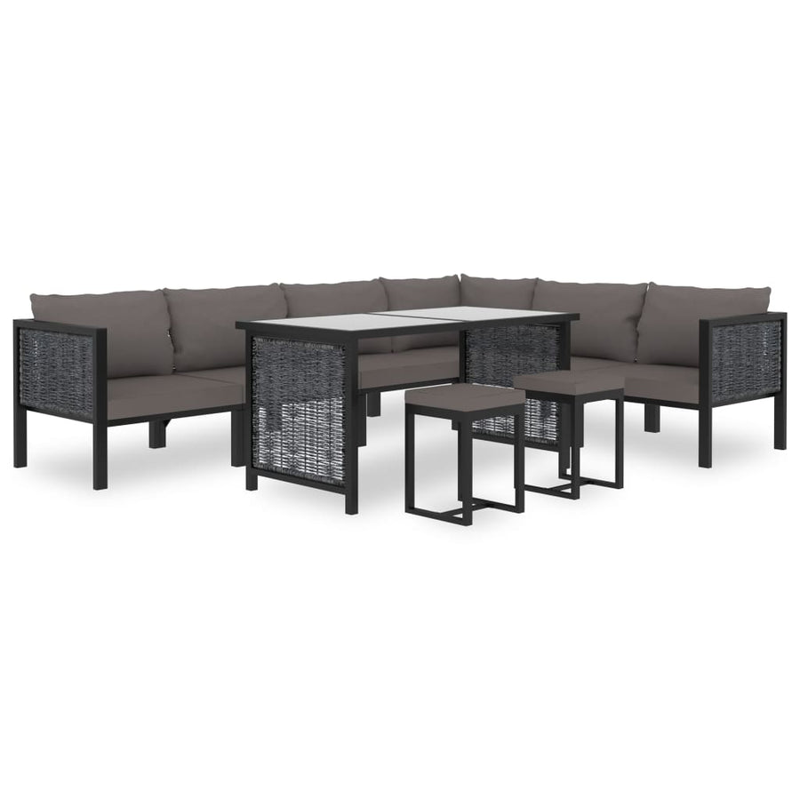 Hoekbank sectioneel met linkerarmleuning poly rattan antraciet Linkerhoekbank met 1 rugkussen