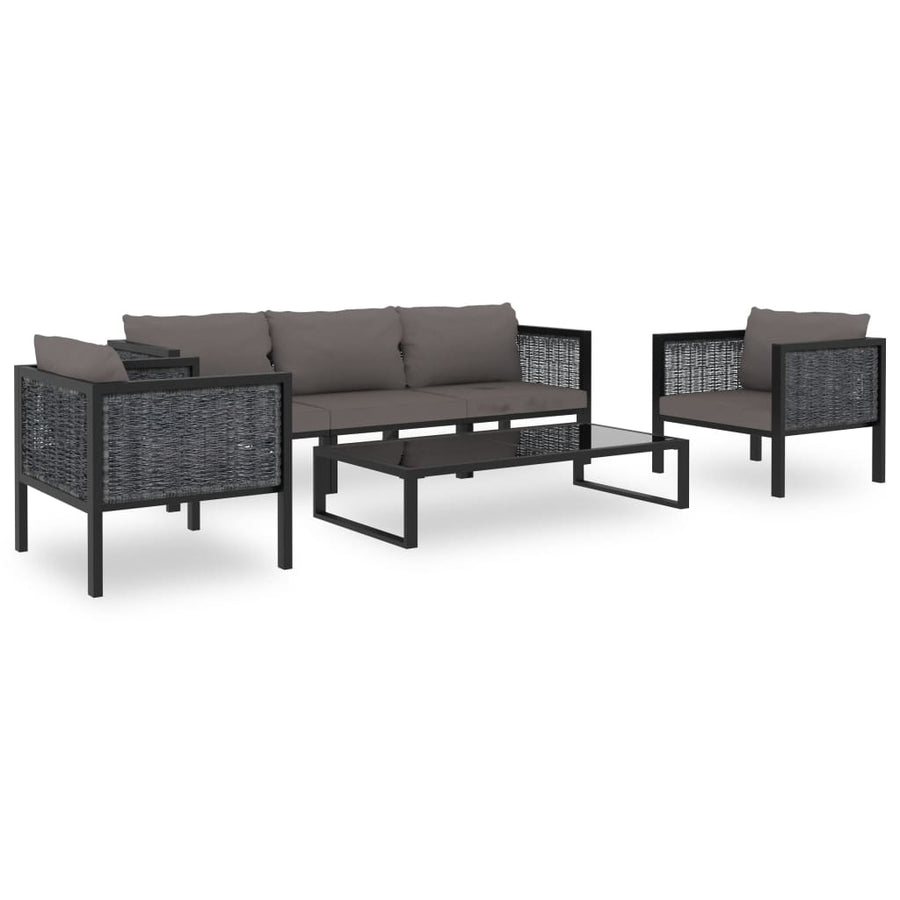 Hoekbank sectioneel met linkerarmleuning poly rattan antraciet Linkerhoekbank met 2 rugkussens