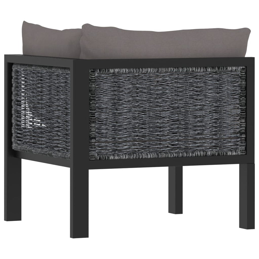 Hoekbank sectioneel met linkerarmleuning poly rattan antraciet Linkerhoekbank met 2 rugkussens