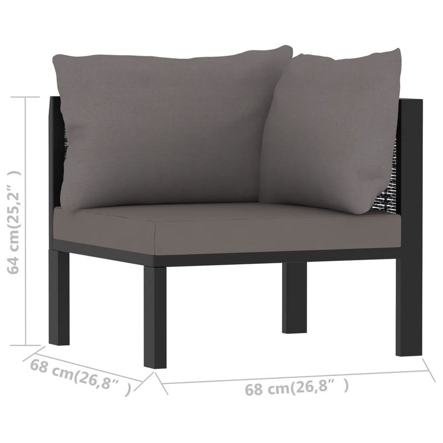 Hoekbank sectioneel met linkerarmleuning poly rattan antraciet Linkerhoekbank met 2 rugkussens
