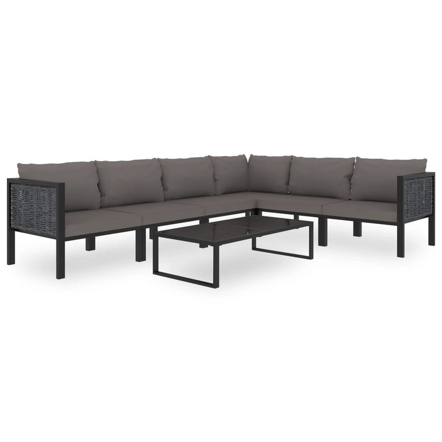 Hoekbank sectioneel met linkerarmleuning poly rattan antraciet Linkerhoekbank met 2 rugkussens