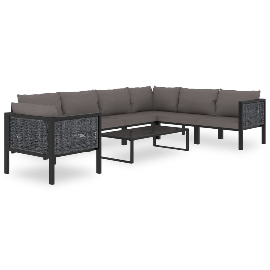 Hoekbank sectioneel met linkerarmleuning poly rattan antraciet Linkerhoekbank met 2 rugkussens