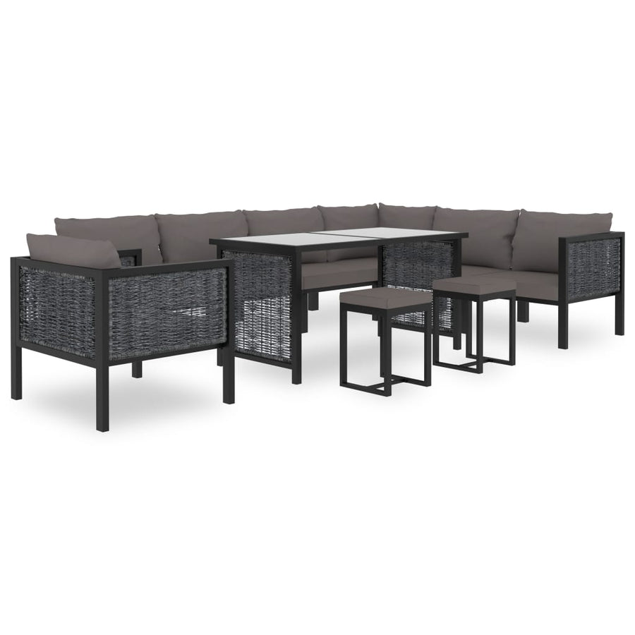 Hoekbank sectioneel met linkerarmleuning poly rattan antraciet Linkerhoekbank met 2 rugkussens