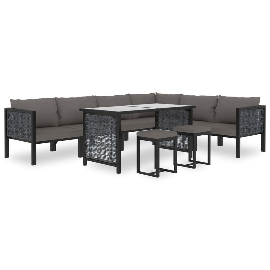 Hoekbank sectioneel met linkerarmleuning poly rattan antraciet Linkerhoekbank met 2 rugkussens