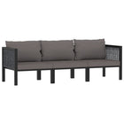 Driezitsbank poly rattan antraciet 200x68x64 cm
