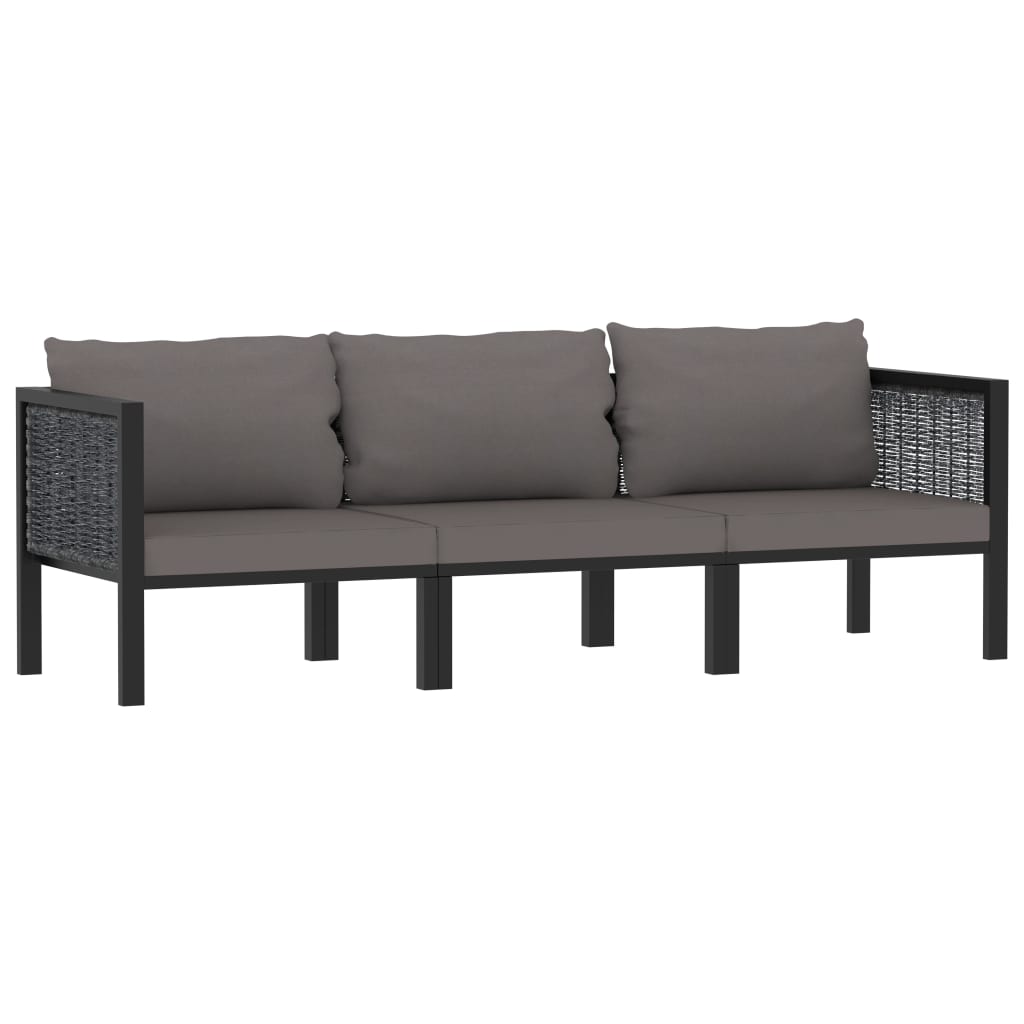 Met Kussens Poly Rattan Antraciet Driezitsbank