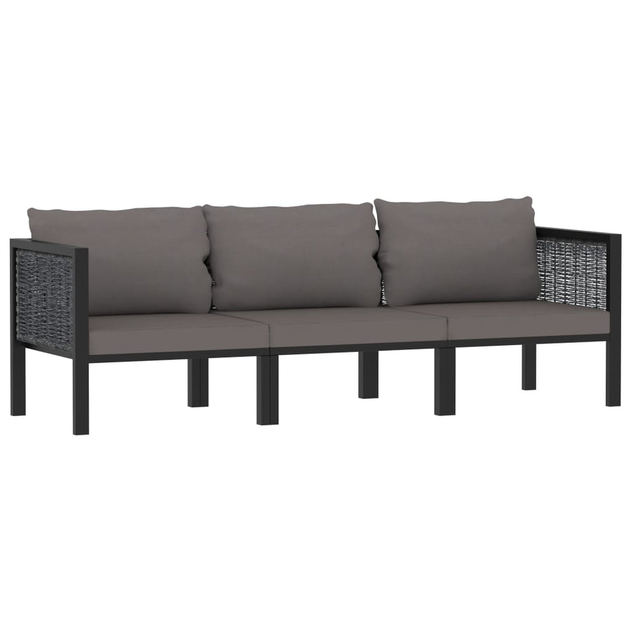 Met Kussens Poly Rattan Antraciet Driezitsbank