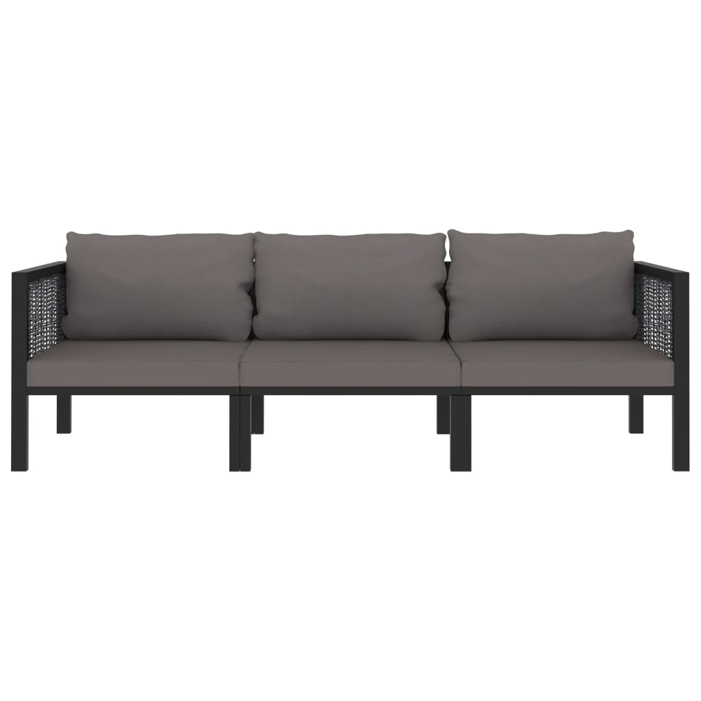 Met Kussens Poly Rattan Antraciet Driezitsbank