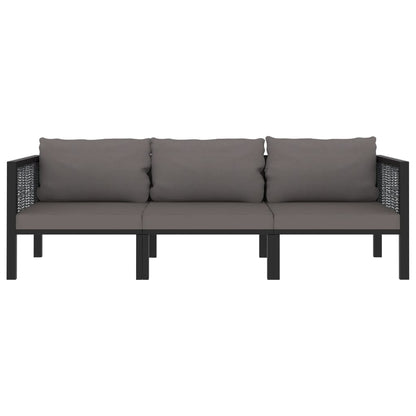 Met Kussens Poly Rattan Antraciet Driezitsbank