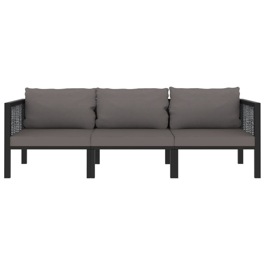 Met Kussens Poly Rattan Antraciet Driezitsbank