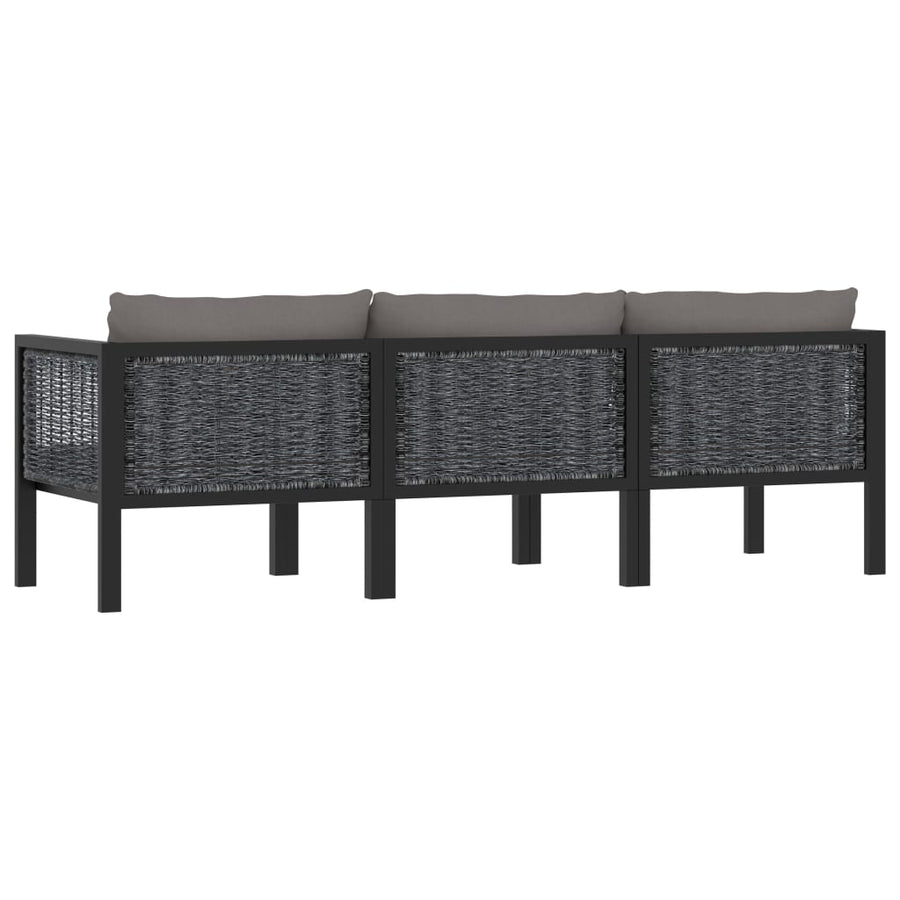 Met Kussens Poly Rattan Antraciet Driezitsbank