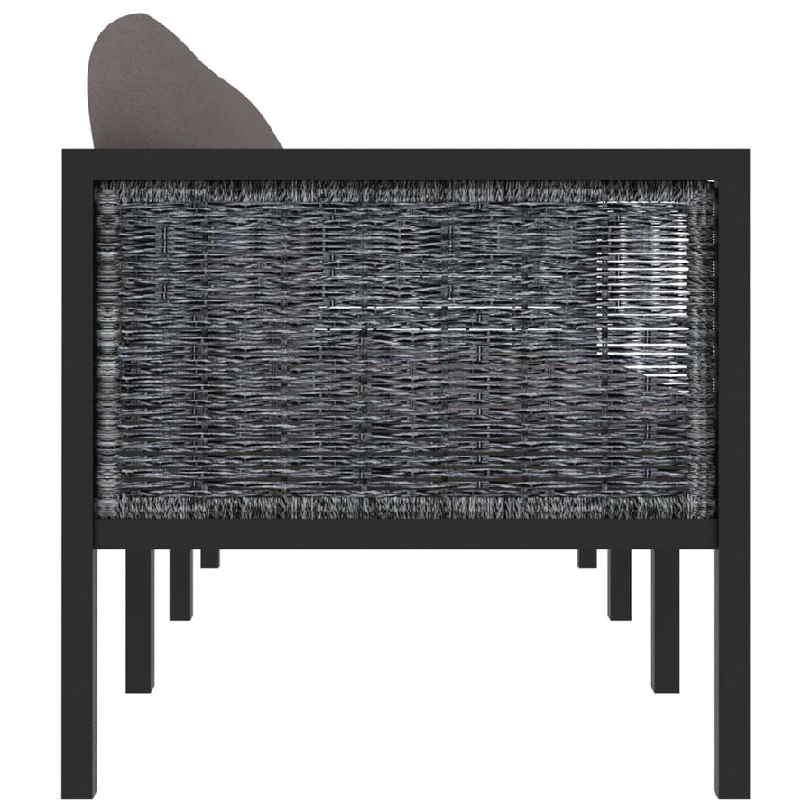 Met Kussens Poly Rattan Antraciet Driezitsbank