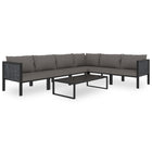 7-Delige Loungeset Met Kussens Poly Rattan Antraciet 1 3x hoek + 3x midden + Tafel