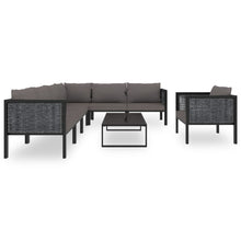 8-Delige Loungeset Met Kussens Poly Rattan Antraciet 1 3x hoek + 3x midden + Fauteuil + Tafel