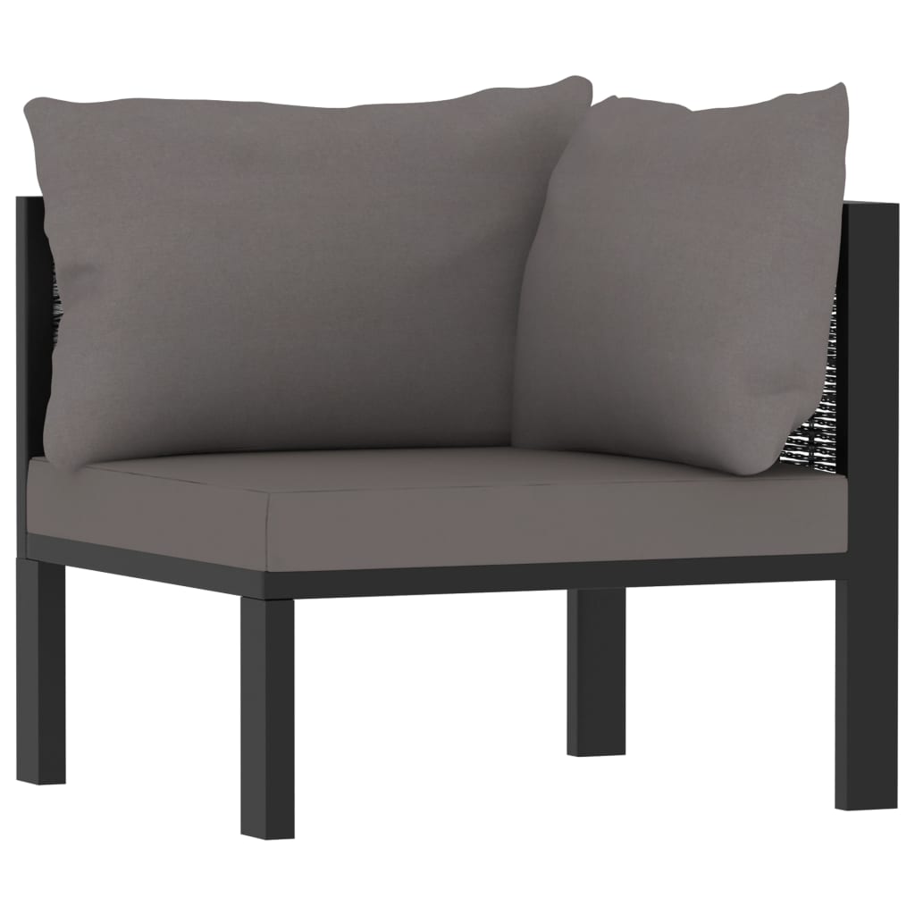 8-Delige Loungeset Met Kussens Poly Rattan Antraciet 1 3x hoek + 3x midden + Fauteuil + Tafel