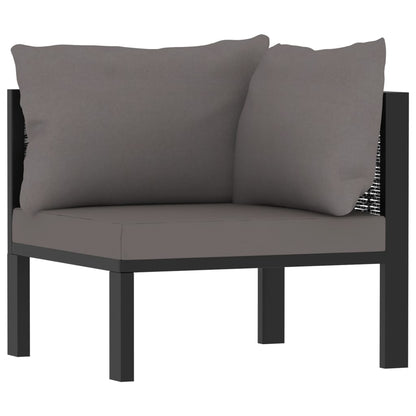 8-Delige Loungeset Met Kussens Poly Rattan Antraciet 1 3x hoek + 3x midden + Fauteuil + Tafel