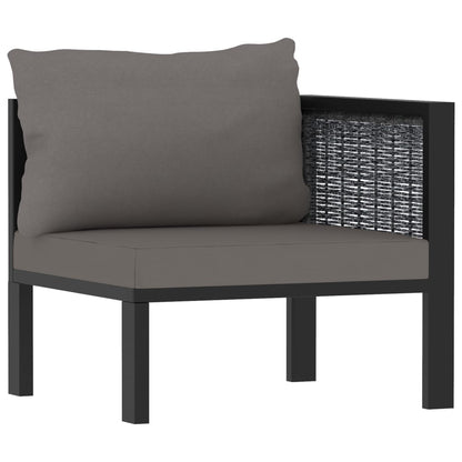 8-Delige Loungeset Met Kussens Poly Rattan Antraciet 1 3x hoek + 3x midden + Fauteuil + Tafel