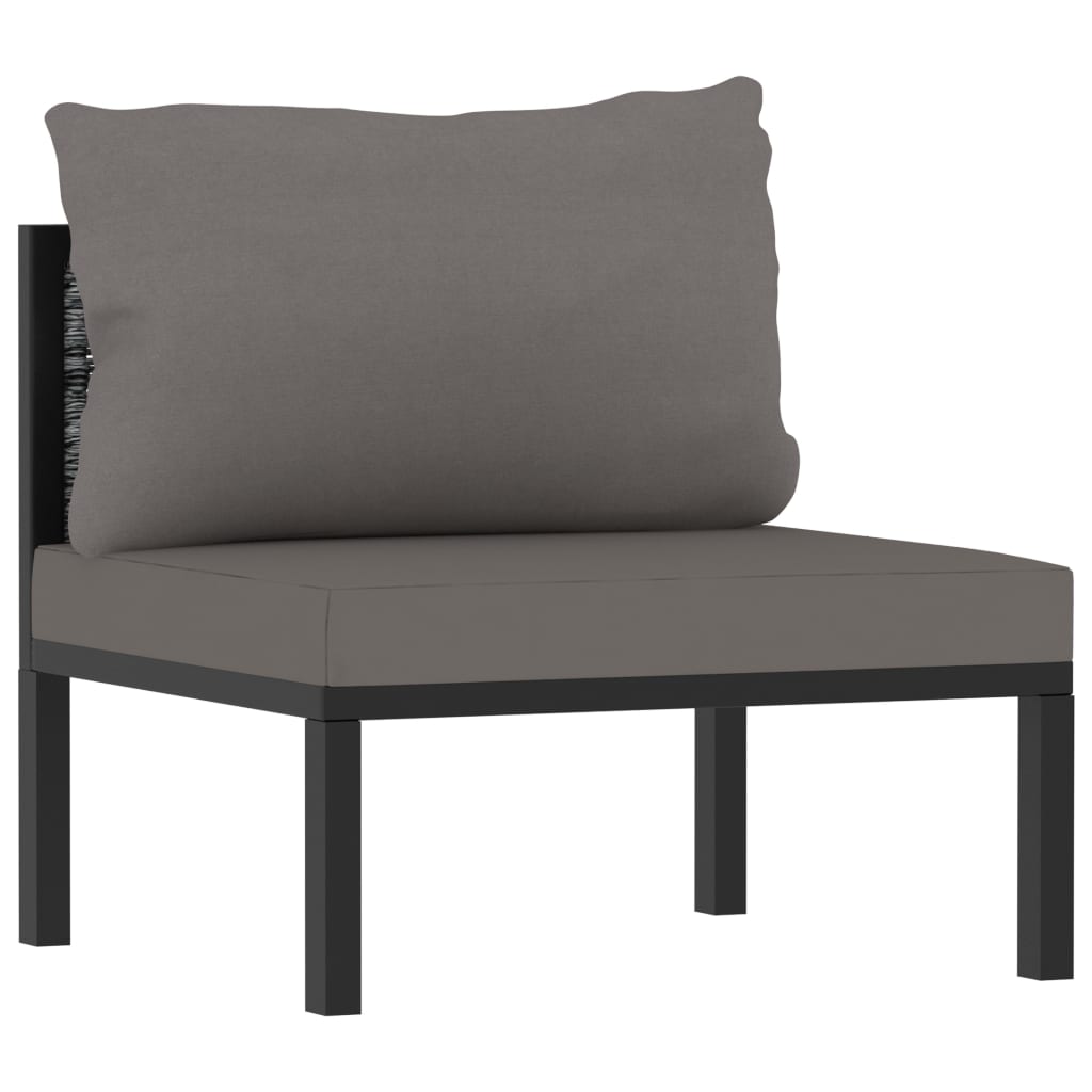 8-Delige Loungeset Met Kussens Poly Rattan Antraciet 1 3x hoek + 3x midden + Fauteuil + Tafel